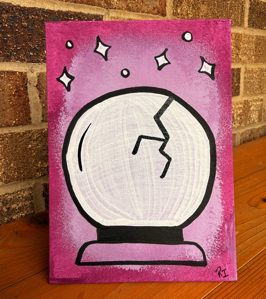 "Lightly Used Crystal Ball" Canvas Painting (5" x 7")