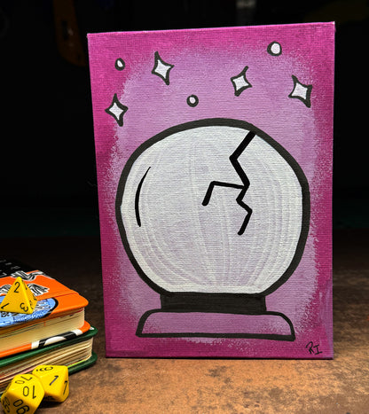 "Lightly Used Crystal Ball" Canvas Painting (5" x 7")