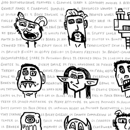 d100 Print: Distinguishing Features (8.5" x 11")