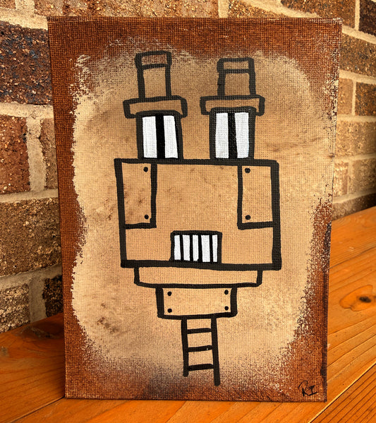 "Clockwork Suspect" Canvas Painting (5" x 7")