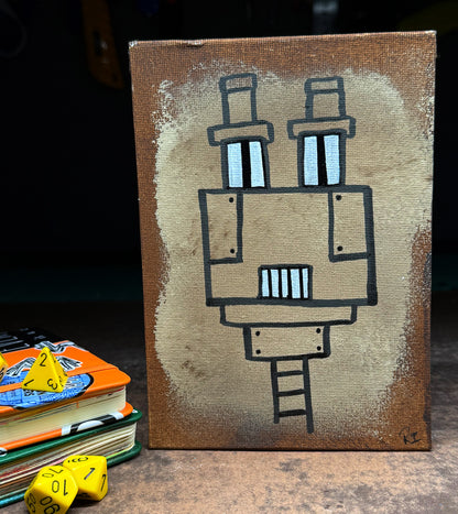 "Clockwork Suspect" Canvas Painting (5" x 7")