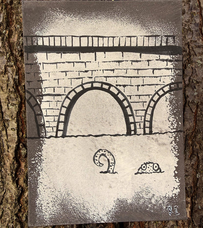 "Quick Sewer Quest" Canvas Painting (5" x 7")