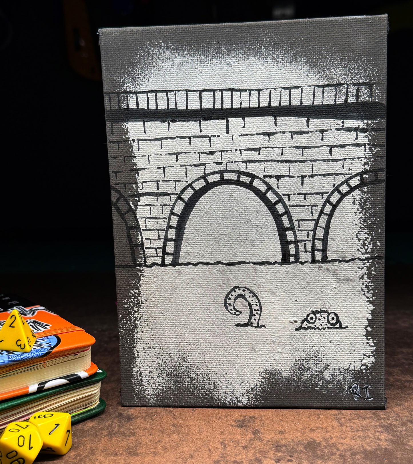 "Quick Sewer Quest" Canvas Painting (5" x 7")