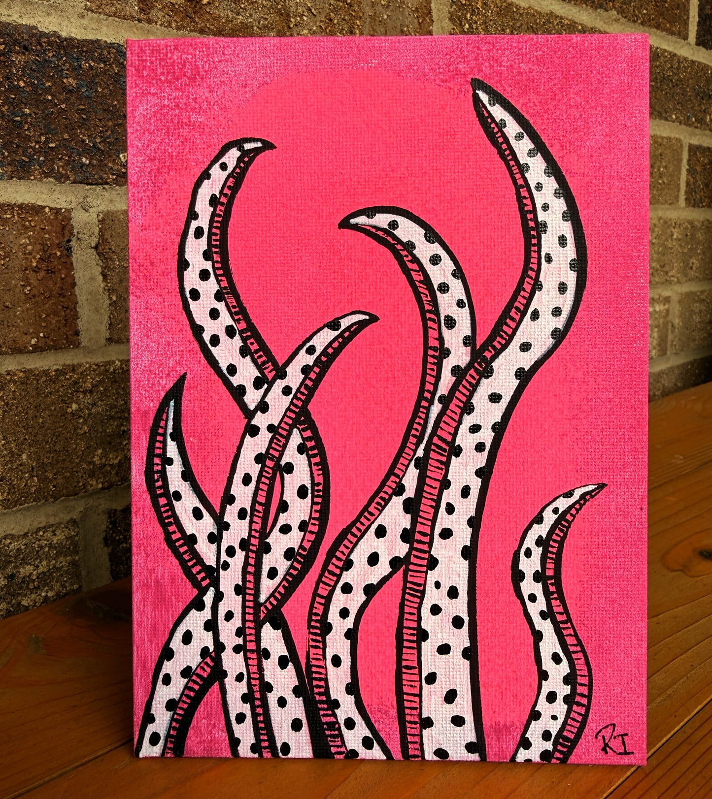 "Reaching Tentacles" Canvas Painting (5" x 7")