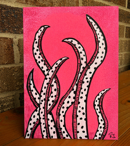 "Reaching Tentacles" Canvas Painting (5" x 7")
