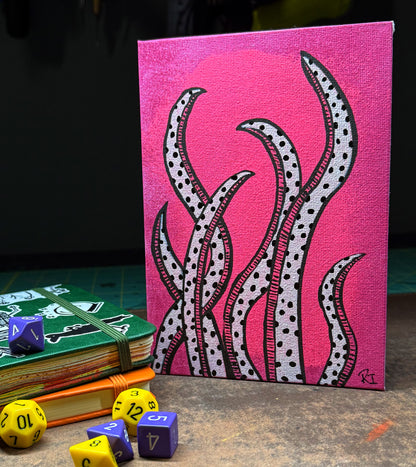 "Reaching Tentacles" Canvas Painting (5" x 7")