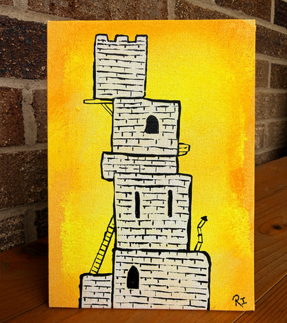 "Tower of Secrets" Canvas Painting (5" x 7")